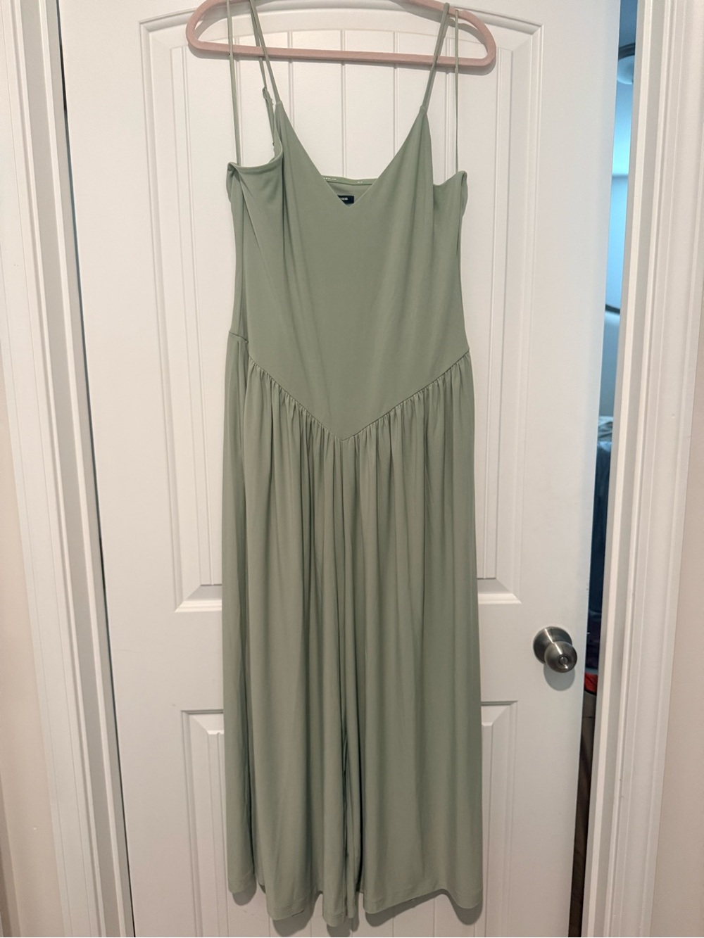 Express Sage Green Spaghetti Strap Jumpsuit